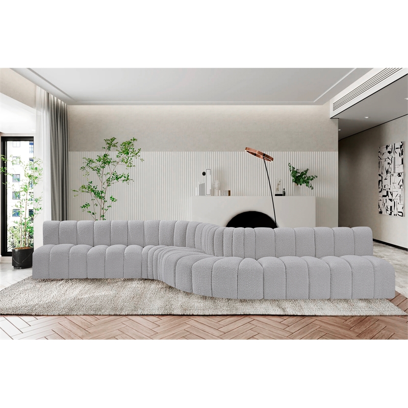 Bowery Hill Contemporary Grey Boucle Fabric Modular Sectional