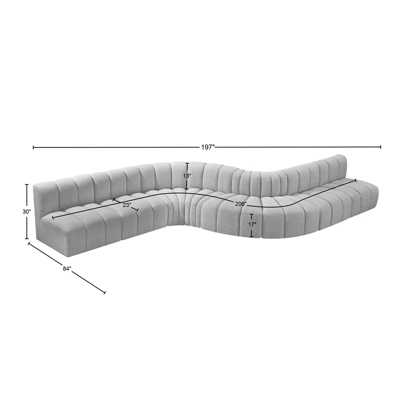 Bowery Hill Contemporary Grey Boucle Fabric Modular Sectional
