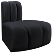 Bowery Hill Contemporary Deep Channel Tufted Soft Black Velvet Reverse Corner