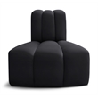 Bowery Hill Contemporary Deep Channel Tufted Soft Black Velvet Reverse Corner