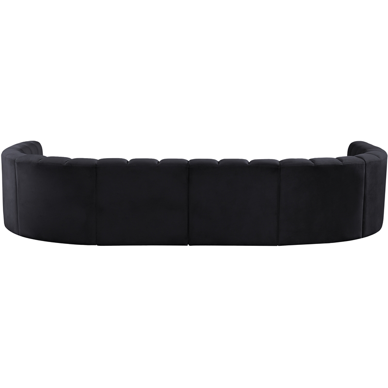 Bowery Hill Contemporary Soft Black Velvet Modular Sectional