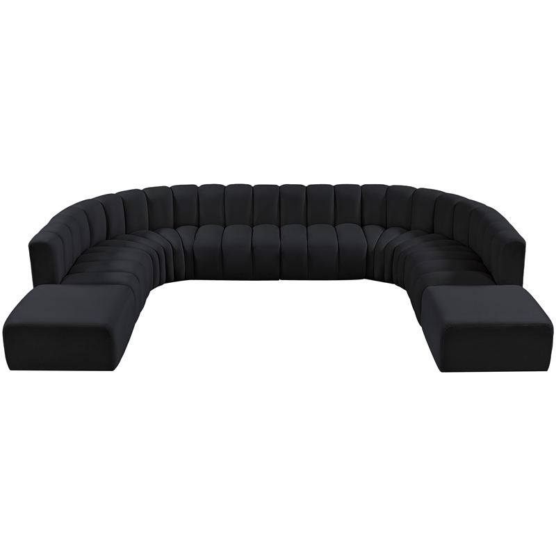 Bowery Hill Contemporary Soft Black Velvet Modular Sectional
