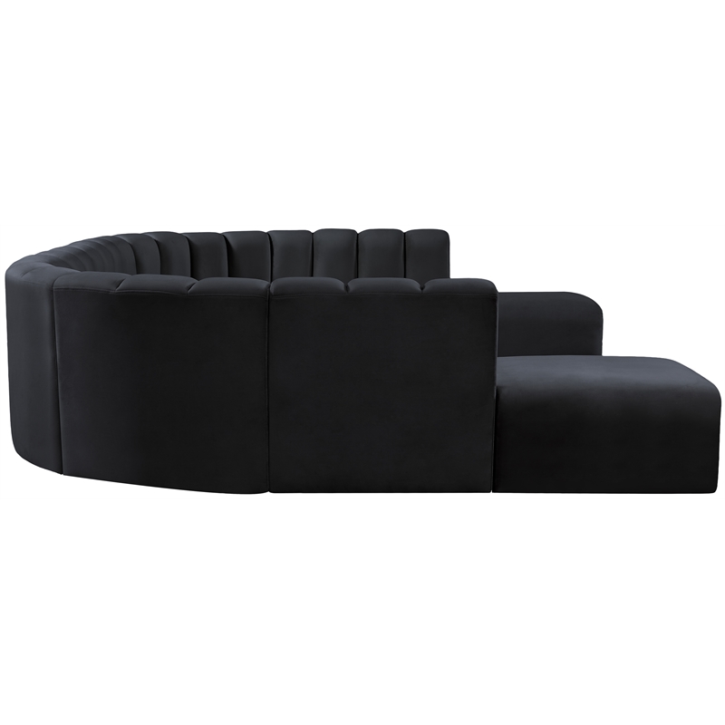 Bowery Hill Contemporary Soft Black Velvet Modular Sectional