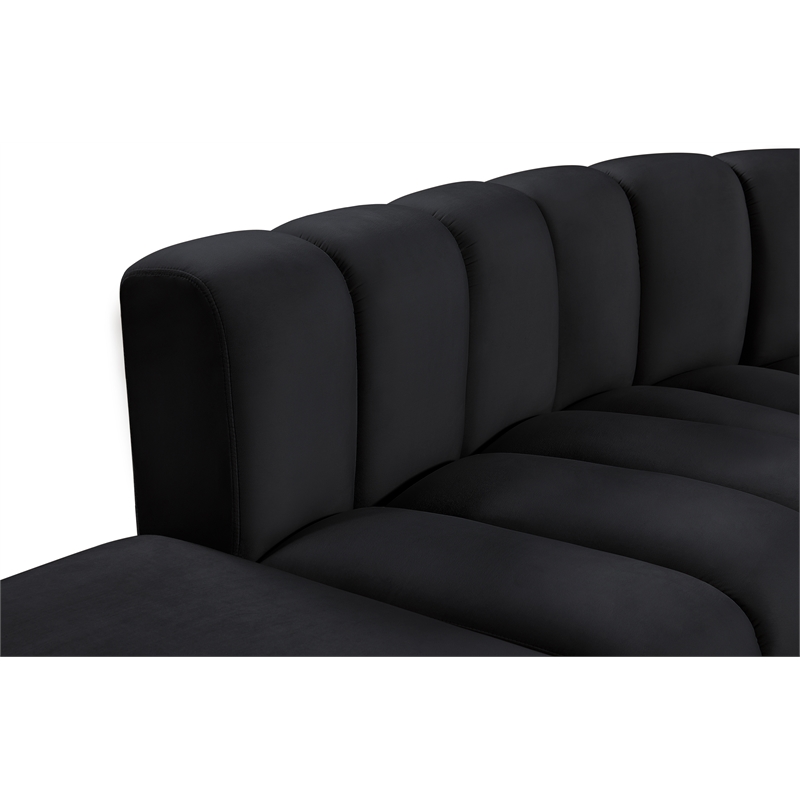 Bowery Hill Contemporary Soft Black Velvet Modular Sectional