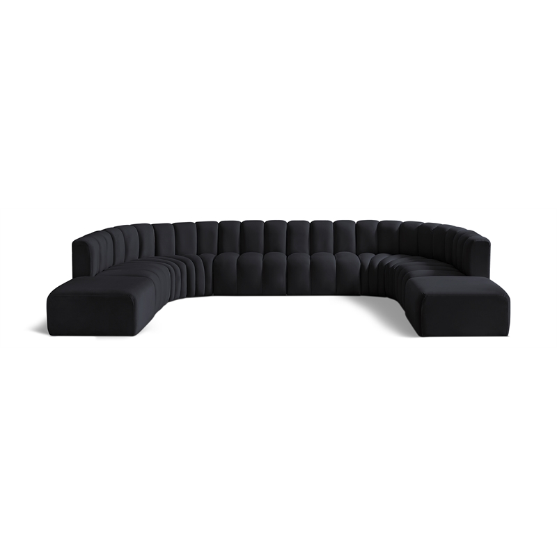Bowery Hill Contemporary Soft Black Velvet Modular Sectional