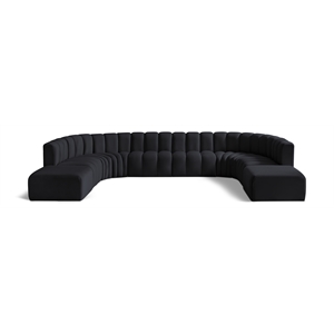 Bowery Hill Contemporary Soft Black Velvet Modular Sectional
