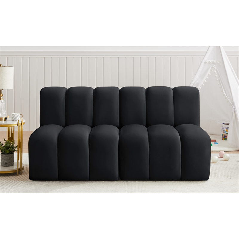 Bowery Hill Contemporary Soft Black Velvet Modular Sectional
