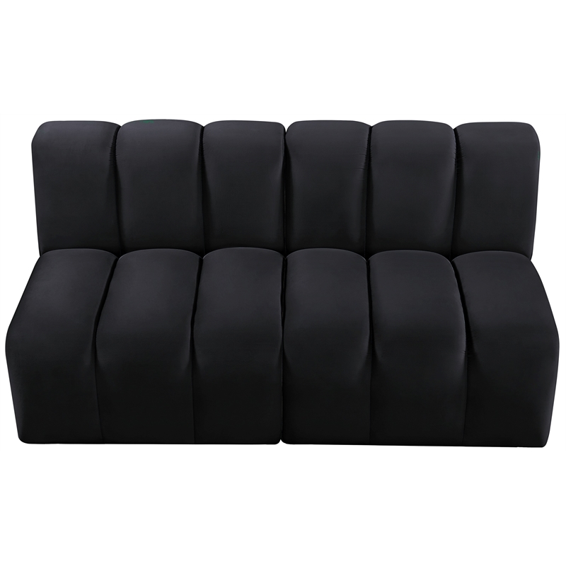 Bowery Hill Contemporary Soft Black Velvet Modular Sectional