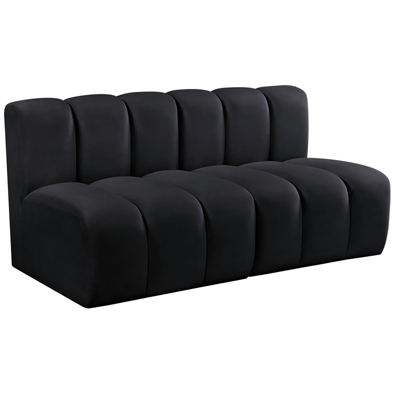 Bowery Hill Contemporary Soft Black Velvet Modular Sectional