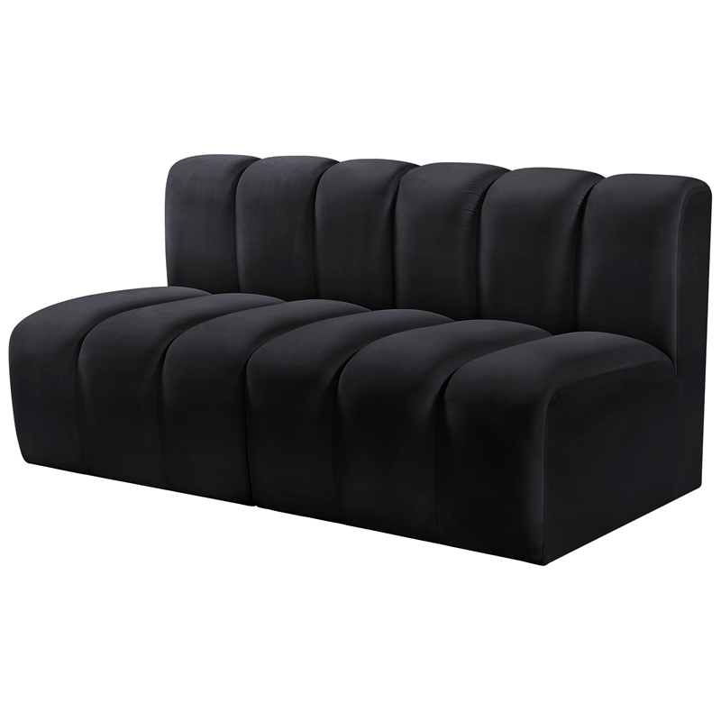 Bowery Hill Contemporary Soft Black Velvet Modular Sectional