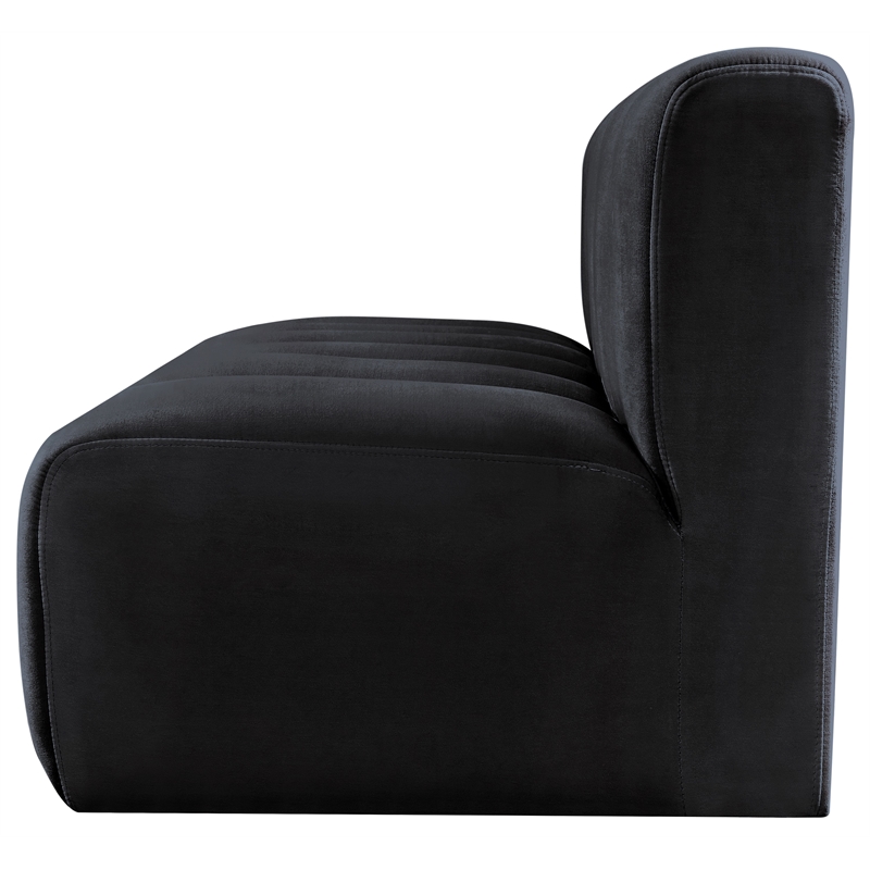 Bowery Hill Contemporary Soft Black Velvet Modular Sectional