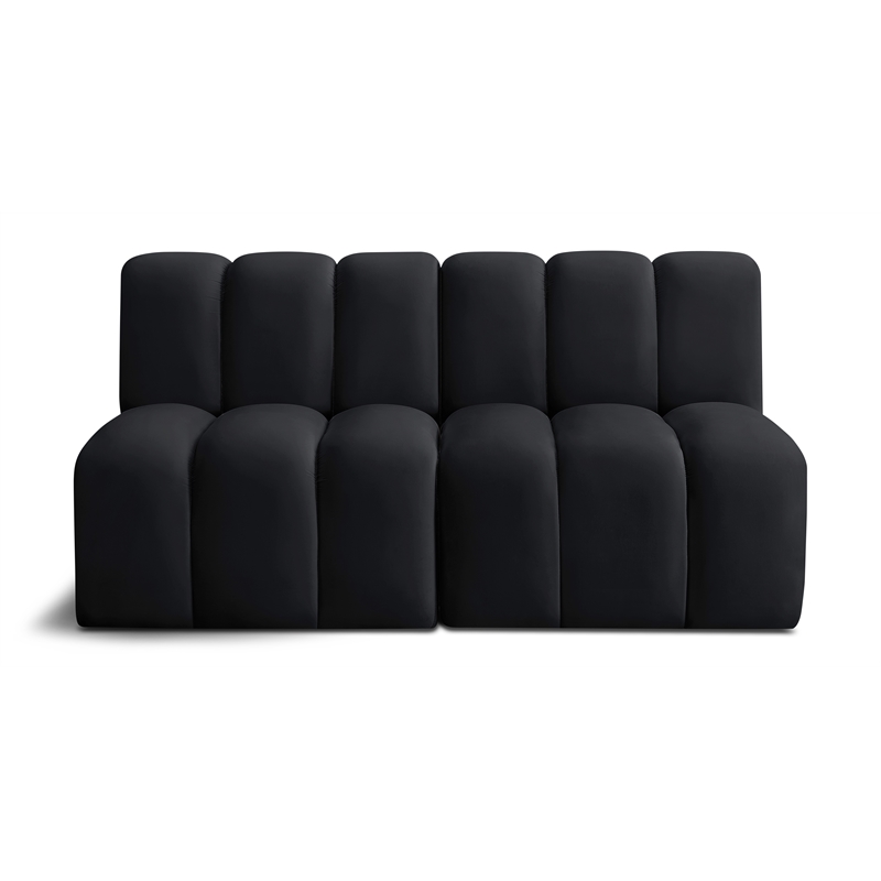 Bowery Hill Contemporary Soft Black Velvet Modular Sectional