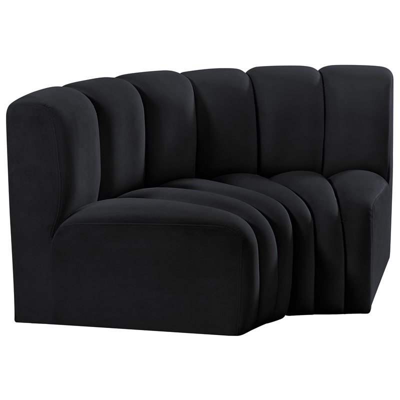 Bowery Hill Contemporary Soft Black Velvet Modular Sectional