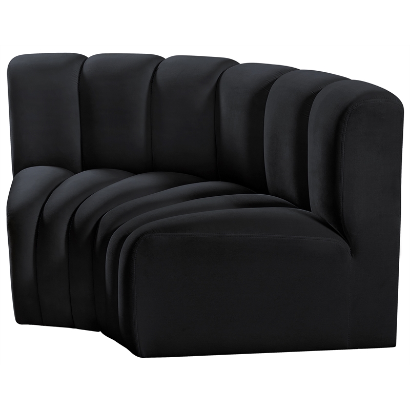 Bowery Hill Contemporary Soft Black Velvet Modular Sectional