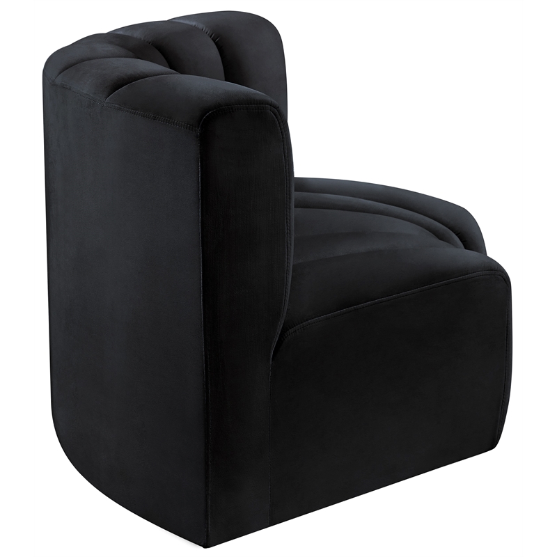 Bowery Hill Contemporary Soft Black Velvet Modular Sectional