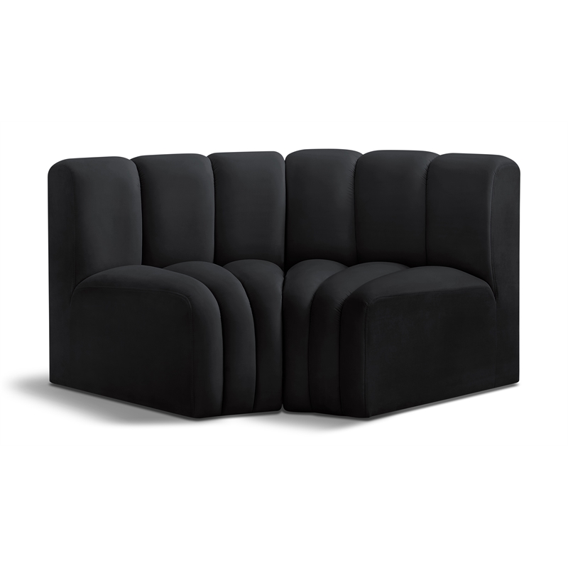 Bowery Hill Contemporary Soft Black Velvet Modular Sectional