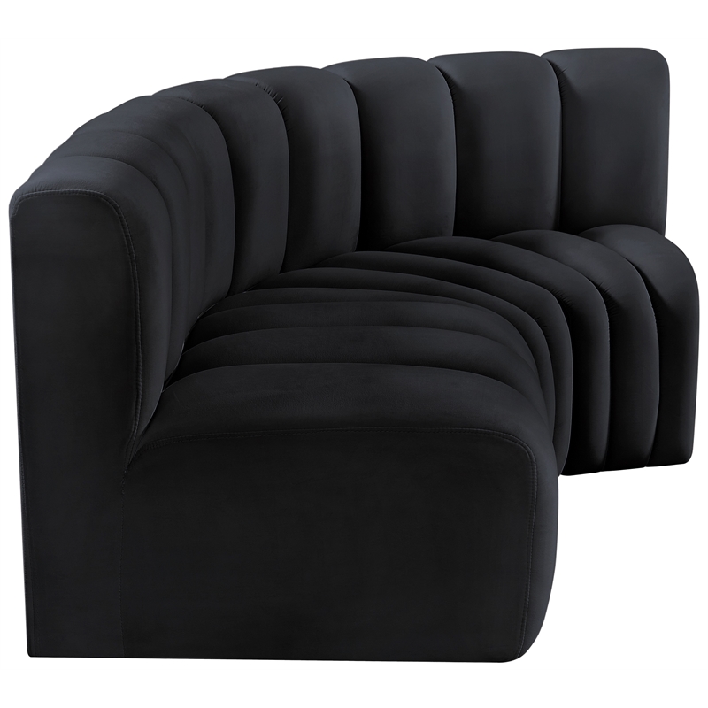Bowery Hill Contemporary Soft Black Velvet Modular Sectional