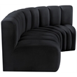 Bowery Hill Contemporary Soft Black Velvet Modular Sectional