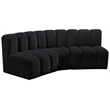 Bowery Hill Contemporary Soft Black Velvet Modular Sectional