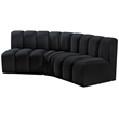 Bowery Hill Contemporary Soft Black Velvet Modular Sectional