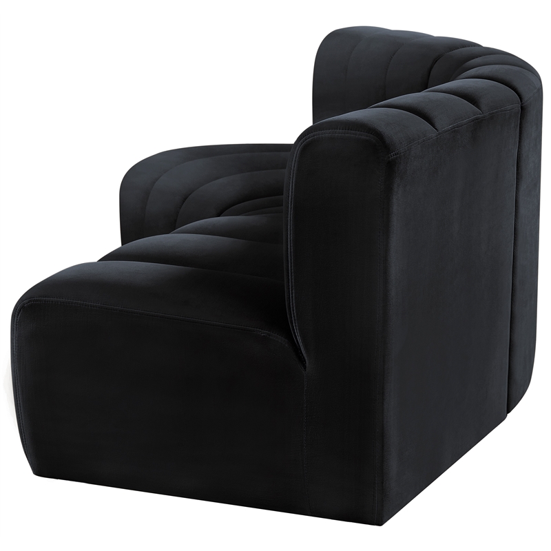 Bowery Hill Contemporary Soft Black Velvet Modular Sectional