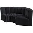 Bowery Hill Contemporary Soft Black Velvet Modular Sectional