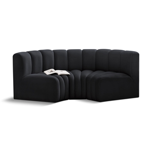 Bowery Hill Contemporary Soft Black Velvet Modular Sectional