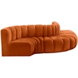 Bowery Hill Contemporary Soft Cognac Velvet Modular Sectional