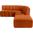 Bowery Hill Contemporary Soft Cognac Velvet Modular Sectional