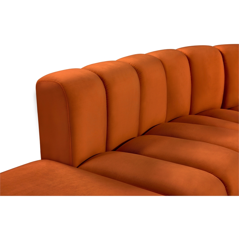 Bowery Hill Contemporary Soft Cognac Velvet Modular Sectional