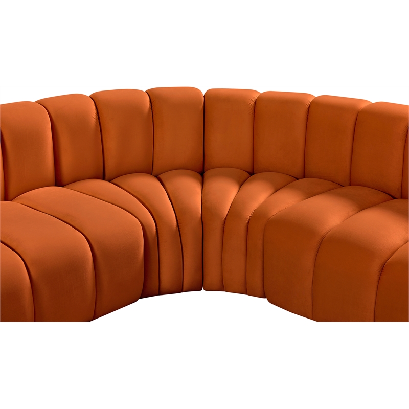 Bowery Hill Contemporary Soft Cognac Velvet Modular Sectional