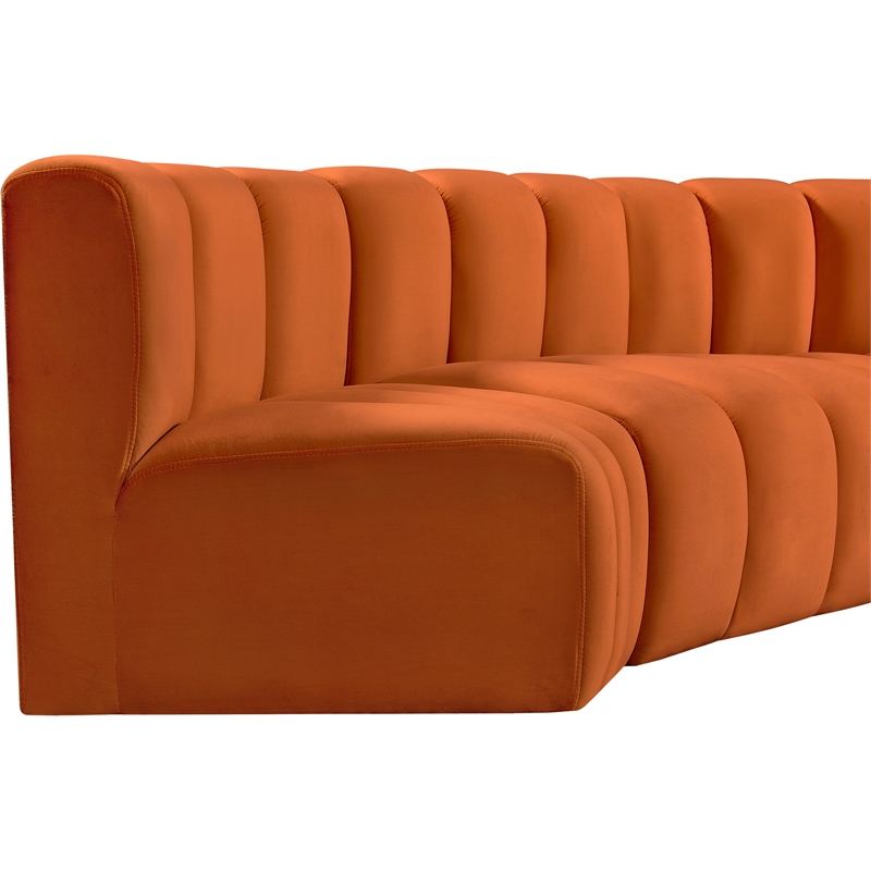 Bowery Hill Contemporary Soft Cognac Velvet Modular Sectional