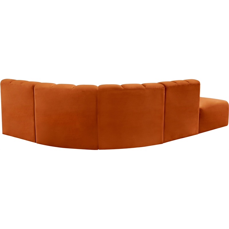 Bowery Hill Contemporary Soft Cognac Velvet Modular Sectional