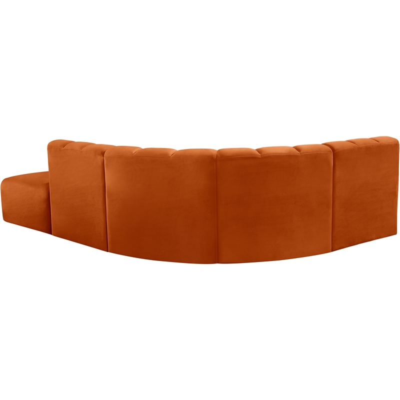 Bowery Hill Contemporary Soft Cognac Velvet Modular Sectional