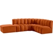 Bowery Hill Contemporary Soft Cognac Velvet Modular Sectional