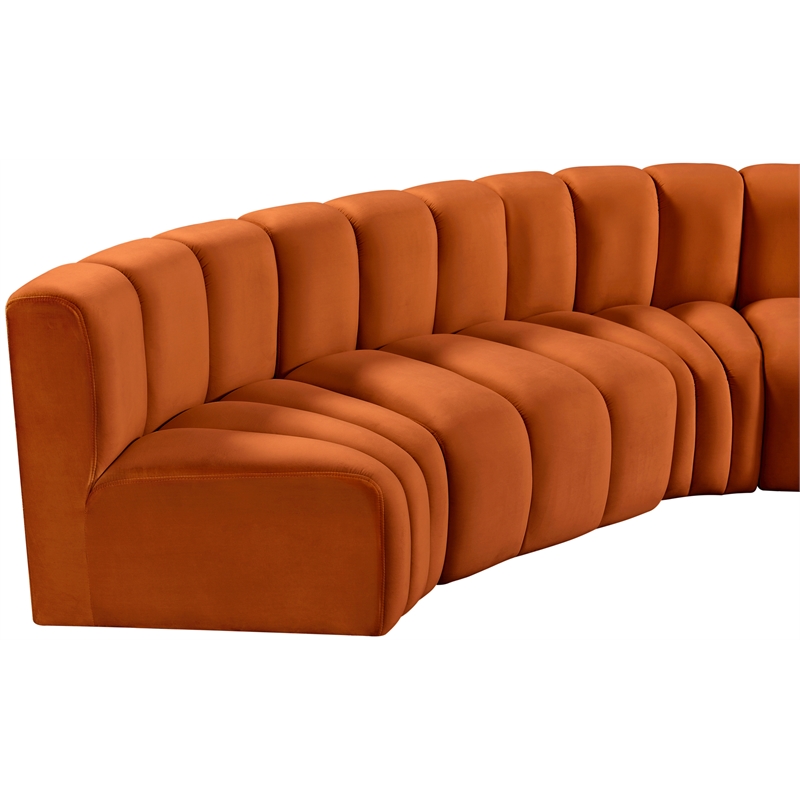Bowery Hill Contemporary Soft Cognac Velvet Modular Sectional