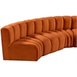 Bowery Hill Contemporary Soft Cognac Velvet Modular Sectional