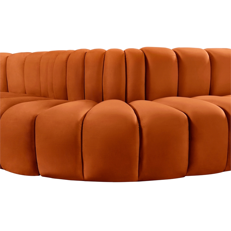 Bowery Hill Contemporary Soft Cognac Velvet Modular Sectional
