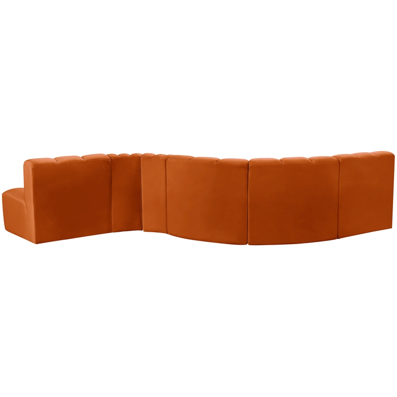 Bowery Hill Contemporary Soft Cognac Velvet Modular Sectional