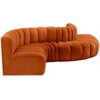 Bowery Hill Contemporary Soft Cognac Velvet Modular Sectional