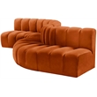 Bowery Hill Contemporary Soft Cognac Velvet Modular Sectional
