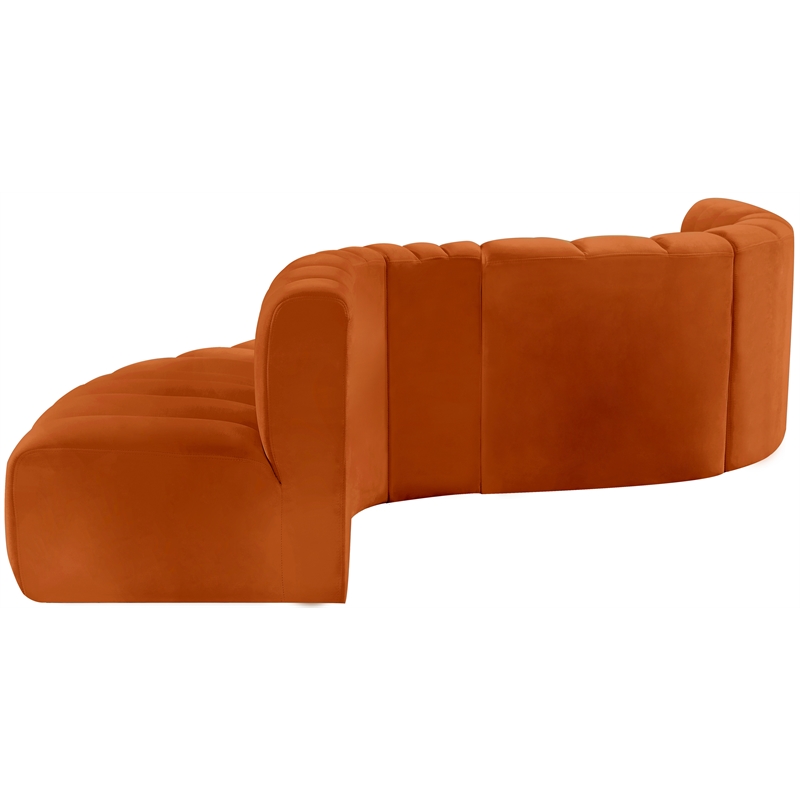 Bowery Hill Contemporary Soft Cognac Velvet Modular Sectional
