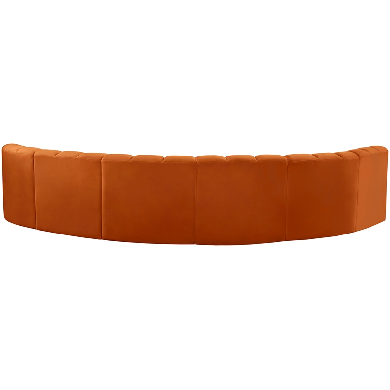 Bowery Hill Contemporary Soft Cognac Velvet Modular Sectional