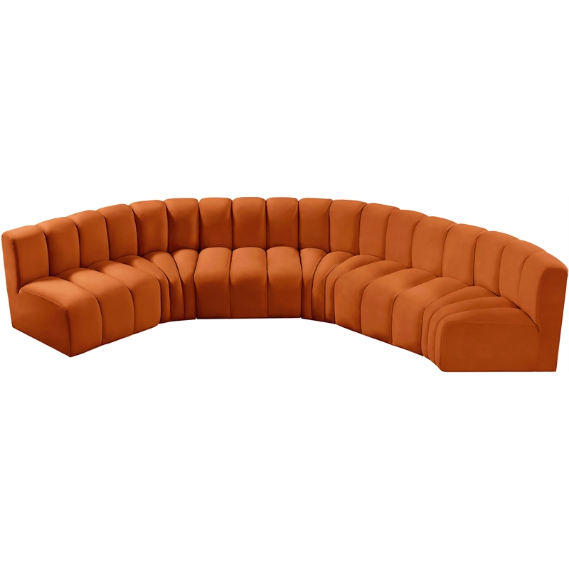 Bowery Hill Contemporary Soft Cognac Velvet Modular Sectional