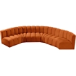 Bowery Hill Contemporary Soft Cognac Velvet Modular Sectional