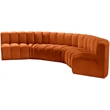 Bowery Hill Contemporary Soft Cognac Velvet Modular Sectional