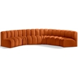 Bowery Hill Contemporary Soft Cognac Velvet Modular Sectional