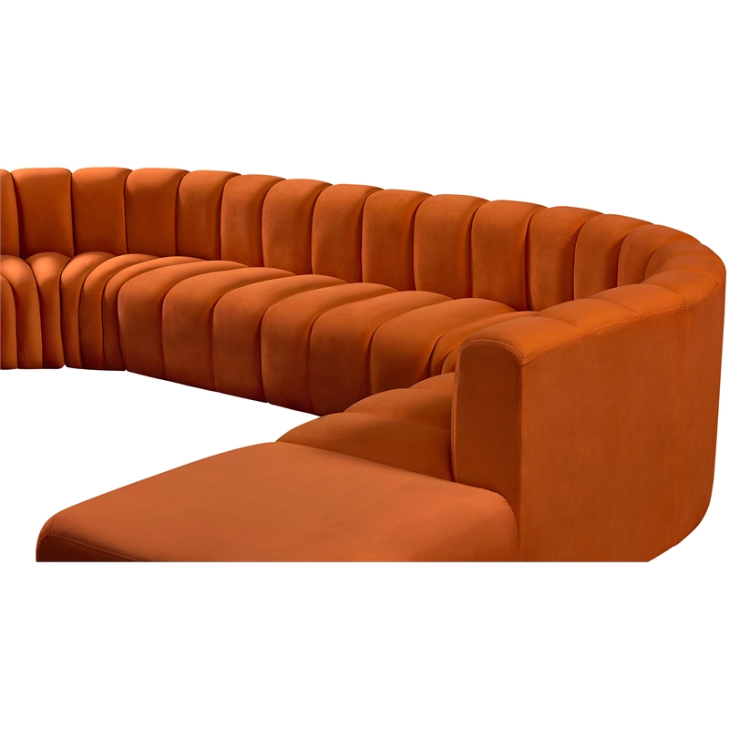 Bowery Hill Contemporary Soft Cognac Velvet Modular Sectional
