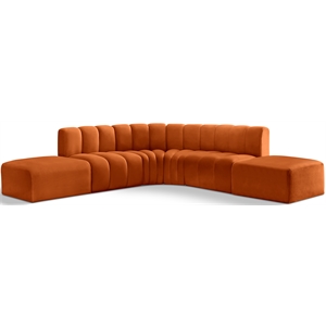 Bowery Hill Contemporary Soft Cognac Velvet Modular Sectional