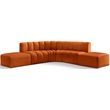 Bowery Hill Contemporary Soft Cognac Velvet Modular Sectional